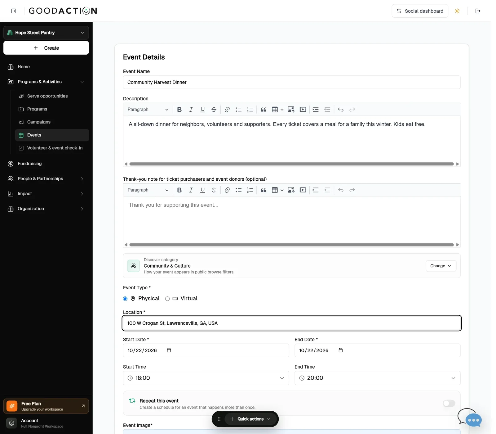 Create a basic event